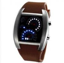 Бинарные часы Led Watch Спидометр Коричневые